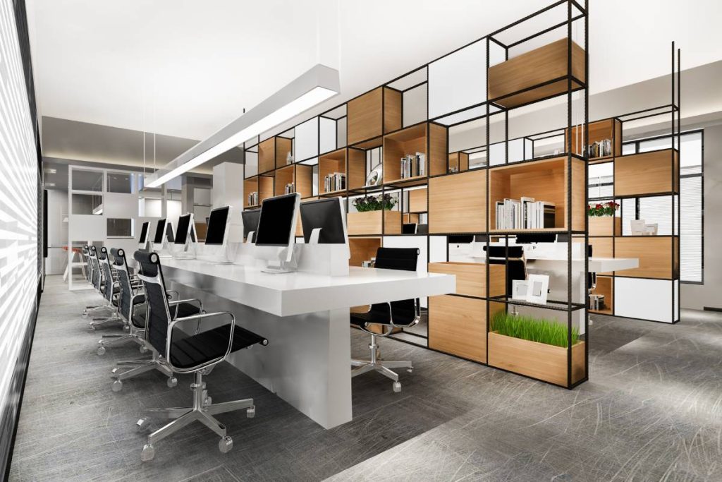 3d rendering business meeting and working room on office building