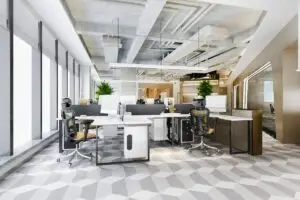 3d rendering business meeting and working room on office building