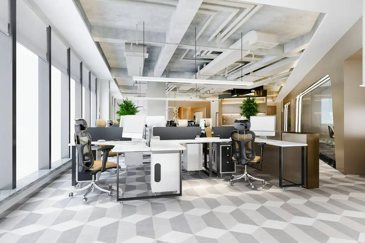 3d rendering business meeting and working room on office building